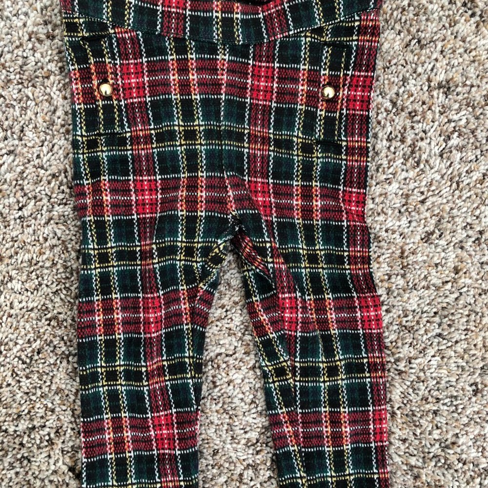 Baby Girl's Janie and Jack Red/Green Plaid Leggings - Size 12-18 months